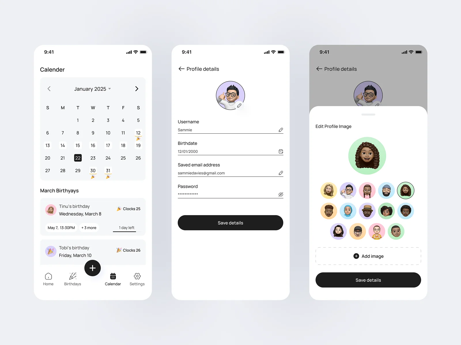 Birthyay Calendar And Profile